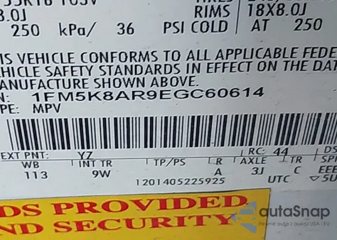 2014 Ford Utility Police Interceptor from USA, damaged, VIN 1FM5K8AR9EGC60614